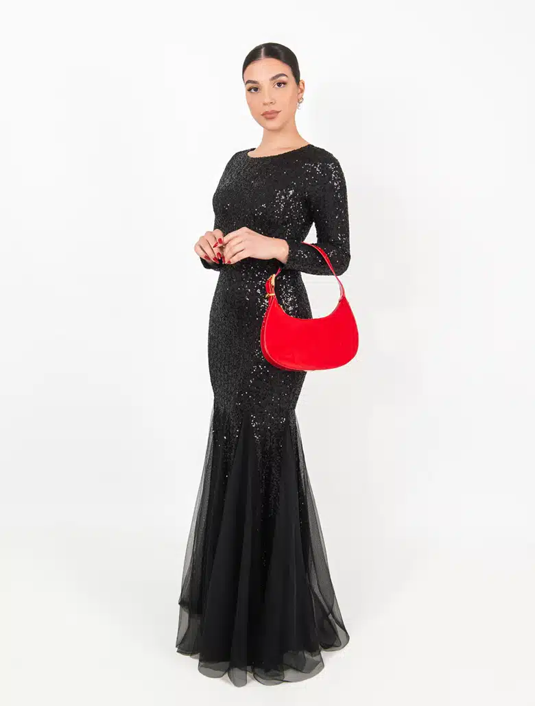 rote lederhandtasche